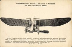 VINTAGE POSTCARD Conservatory Plane Aviation National of Arts and Trades Street Saint Martin Paris Bleriot Airplane