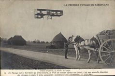 VINTAGE POSTCARD Plane Aviation the first voyage by airplane Territory of small Sillery