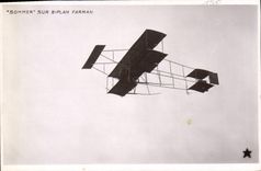 CPA Avion Aviation Sommer sur biplan Farman