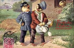 VINTAGE POSTCARD Fantasy Illustrator Chicks Militaria Soldier