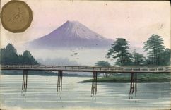 VINTAGE POSTCARD Japanese Japan Volcano (drawing with the hand)