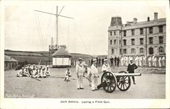 VINTAGE POSTCARD Bateau Jack Ashore Laying has field gun