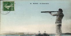 VINTAGE POSTCARD Boat Marine In observation