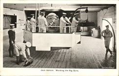 VINTAGE POSTCARD Boat Jack Ashore Working the big Guns