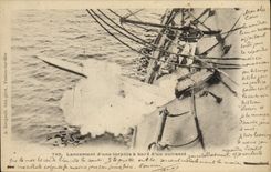 VINTAGE POSTCARD Bateau Launching of a torpedo has edge of an armor