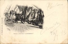 VINTAGE POSTCARD Bateau Rolling has edge of Iphigenie