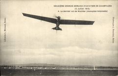 VINTAGE POSTCARD Plane Aviation Second great week of Champagne aviation last flight of Wachter Monoplane Antoinette