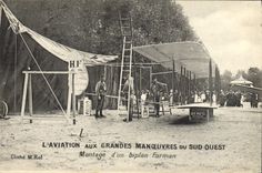 VINTAGE POSTCARD Plane Aviation of the Army maneuvers of the Western South Assembly of a Farman biplane