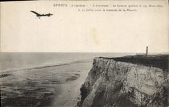 VINTAGE POSTCARD Plane Aviation the Antoinette de Latham leaving the White course Nose Crossed of the English Channel