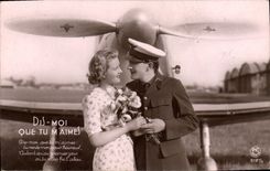 VINTAGE POSTCARD Plane Aviation Woman Aviator