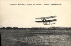 CPA Avion Aviation Aeroplane Farman record du monde Moteur Antoinette 