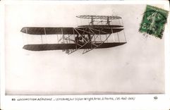 CPA Avion Aviation Lefebvre sur bipan Wright a Reims 25 aout 1909