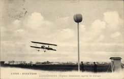 VINTAGE POSTCARD Plane Aviation Lyon Aviation Biplane To summon after the turn