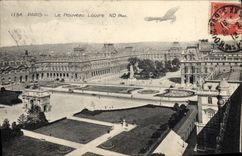 VINTAGE POSTCARD Plane Paris Aviation New Louvre