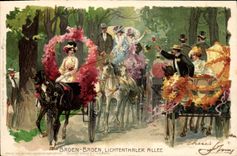 CPA Illustrateur Baden Baden Lichtenthaler Allee 