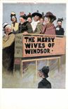 CPA Illustrateur The Merry Wives of Windsor London Autobus Femmes Police Policier Policemant