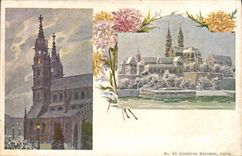 VINTAGE POSTCARD Basel Illustrator