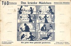 CPA Illustrateur Das Kranke Madchen 