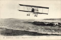 VINTAGE POSTCARD Plane Aviation Marseilles Return of a cruising at sea