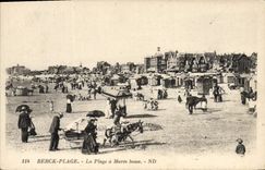 CPA Berck Plage La Plage a Maree Basse Ane Mule 