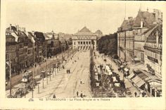 POSTAL Estrasburgo de la VENDIMIA el lugar de Broglie y el teatro