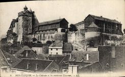 VINTAGE POSTCARD Montlucon the Castle and the old Militaria Barracks