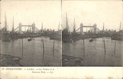 POSTAL Inglaterra Londres de la VENDIMIA el Thames y el nuevo puente