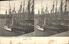 VINTAGE POSTCARD England Liverpool the docks Holy Georges Boats