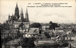 VINTAGE POSTCARD Bayeux the Cathedral the Prison and the Town hall