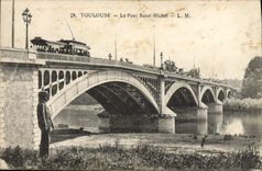 CPA Toulouse Le Pont Saint Michel Tramway