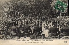 VINTAGE POSTCARD Boat War Catastrophe of the Armor Freedom funerals the bishop of Frejus and clergy