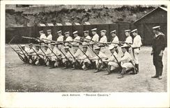 VINTAGE POSTCARD Boat War Jack Ashore Receive cavalary