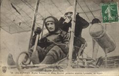 CPA Avion Aviation Lyon Aviation Legagneux Biplan Sommer et Mme Herriot premiere aviatrice lyonnaise au depart 
