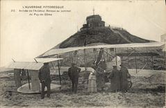 VINTAGE POSTCARD Plane Aviation Arrived of the aviator Renal at the top of Puy de Dome