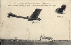 VINTAGE POSTCARD Plane Aviation Great week of aviation Hubert Latham the king of the air Recordman height