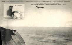 VINTAGE POSTCARD Plane Latham Aviation on airplane Antoinette Falaises of Sangatte