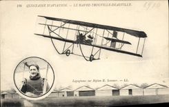 VINTAGE POSTCARD Plane Aviation About fifteen aviation Le Havre Trouville Legagneux Deauville