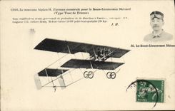 VINTAGE POSTCARD Plane Aviation the new Farman biplane built by under Standard lieutenant Menard Tour de France