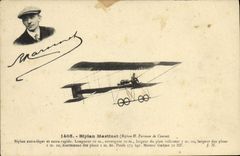 VINTAGE POSTCARD Plane Aviation Biplane Trip hammer Farman de Course