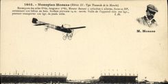 VINTAGE POSTCARD Plane Aviation Monoplane Morane Bleriot XI Type Crossed of the English Channel