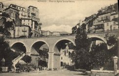 CPA Monaco Place Et Eglise Sainte Devote