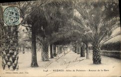 CPA Hyeres Allee De Palmiers Avenue De La Gare