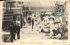 CPA Bateau Exercice de canonnage Couronnee