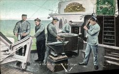 VINTAGE POSTCARD Boat life of the sailor the forging mill Blacksmith