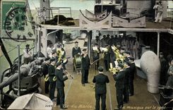 VINTAGE POSTCARD Boat life of the sailor music on the bridge