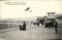 VINTAGE POSTCARD Avion Aviation Marseilles Parc Borely Aubrun passes in front of the platforms