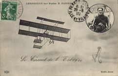 CPA Avion Aviation Legagneux sur biplan Farman 