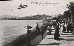 CPA Avion Aviation Cannes Grande semaine d'aviation 27 mars 3 avril 1910