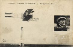 VINTAGE POSTCARD Avion Aviation Great Savary week controls by Frey