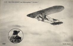 VINTAGE POSTCARD Plane Aviation De Pischoff on Close monoplane